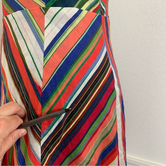 Parker Womens Striped Rainbow Rosemary Dress LinenBlend Womens 4 Sundress - Picture 17 of 17